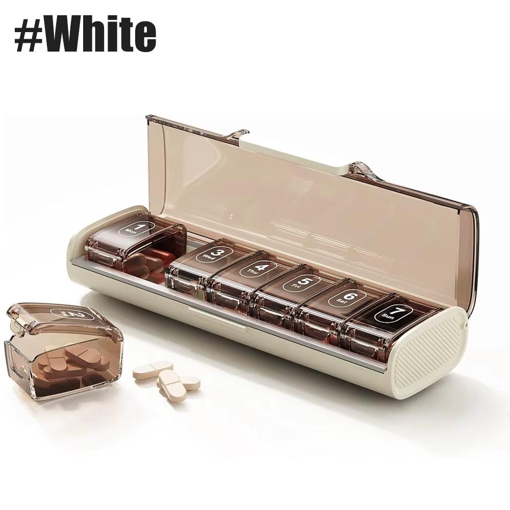 

Pill Organizer Large Weekly Pills Organizer Box Medicine Organizers Travel 7 Day Pill Case for Big Vitamin Supplements Fish Oil білий