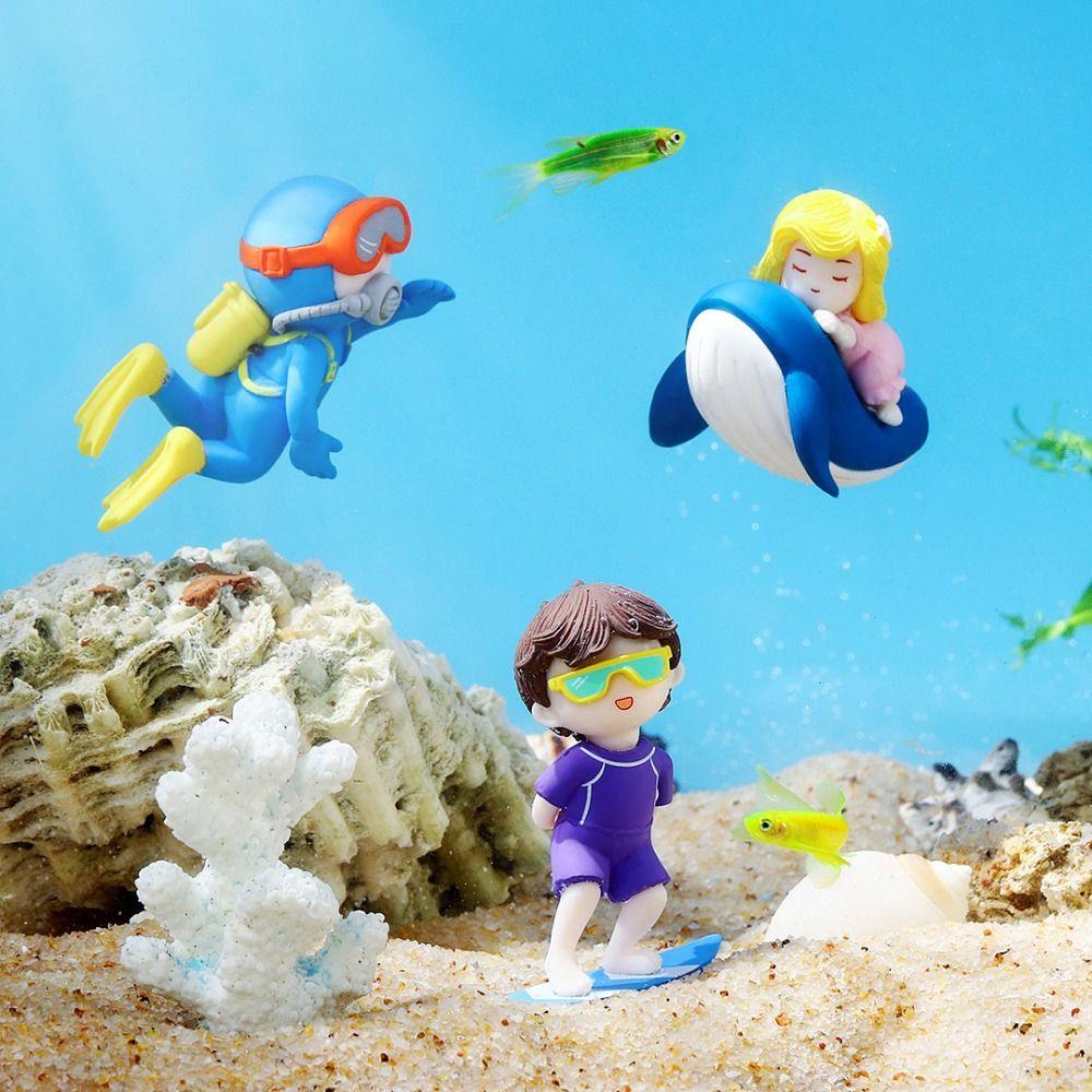 

Cartoon Whale Riding Girl Decoration Mini Fish Tank Diver Ornament Aquarium