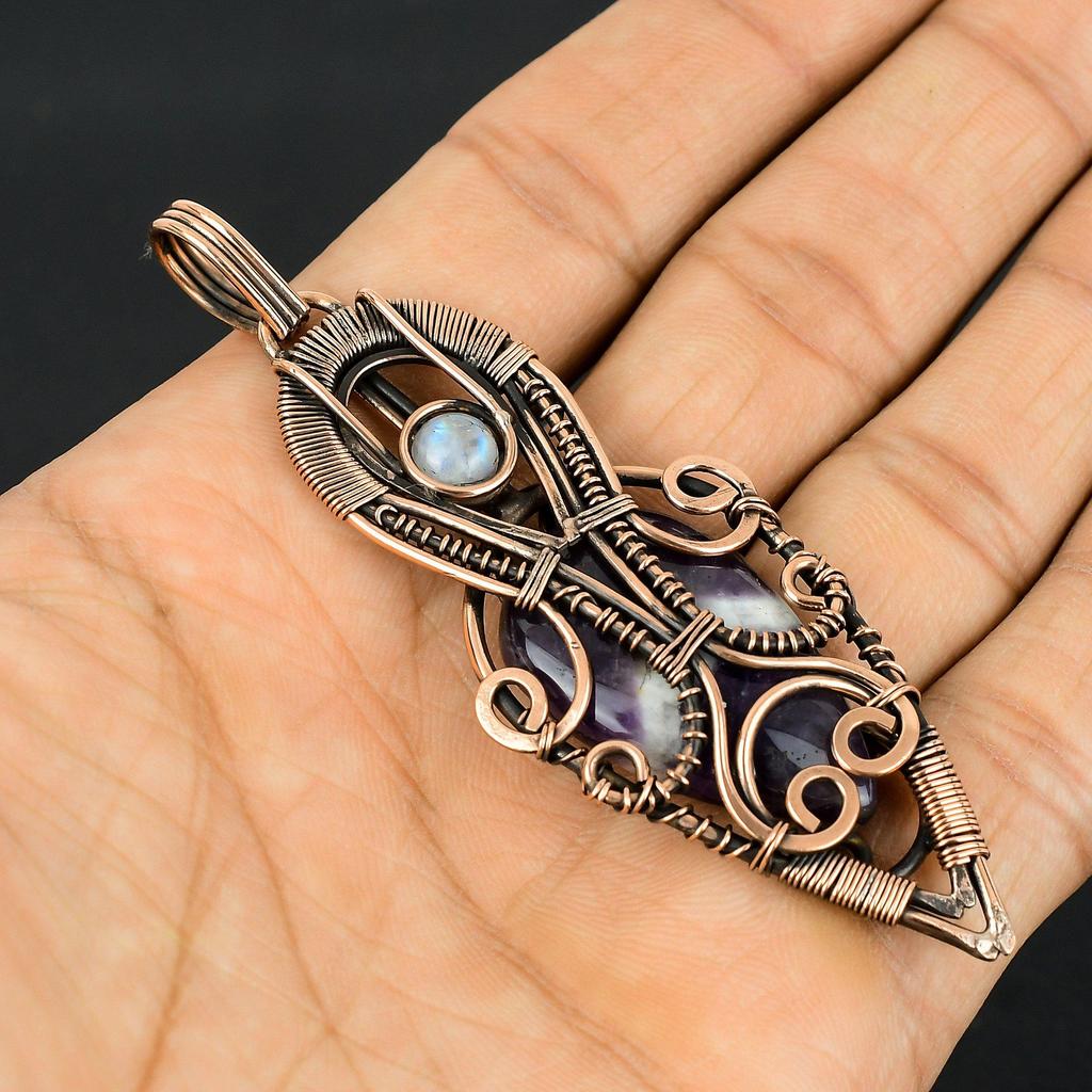 Sage Amethyst Pendant, Gemstone 999 Copper Wire Wrapped Jewelry Pendant, Handmade Jewelry Birthstone Pendant, Gift For Him