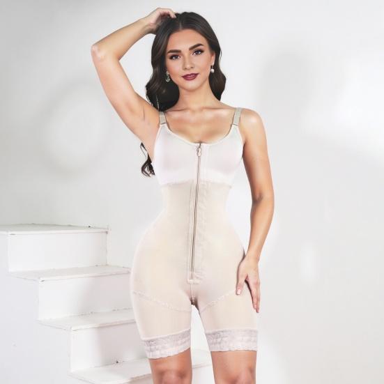 Gaine sculptante pour femme avec rehausseur de fesses, body shaper à bretelles réglables, fermeture éclair à l'entrejambe, body shaper pour la récupération post-opératoire, contrôle quotidien du ventre