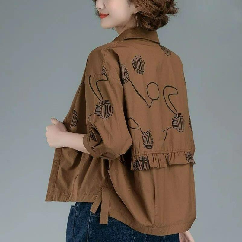 Spring and Autumn Tops, Women's Shirts, Mother Clothes, Loose Casual Short Thin Jackets, Explosive