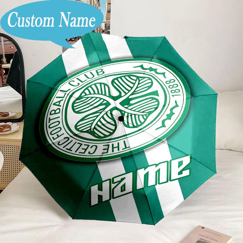Custom Name Umbrella Celtic Football Crest Umbrella 8-Frame for Travel, Camping, Casual Lightweight Portable, Essential for Family Gifts