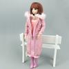 Pink Winter Warm Long Big Coat+Boots Jacket Outfits Clothing for Barbie Doll Clothes For 1/6 BJD Doll Accessories DIY Toy for Kid Girl