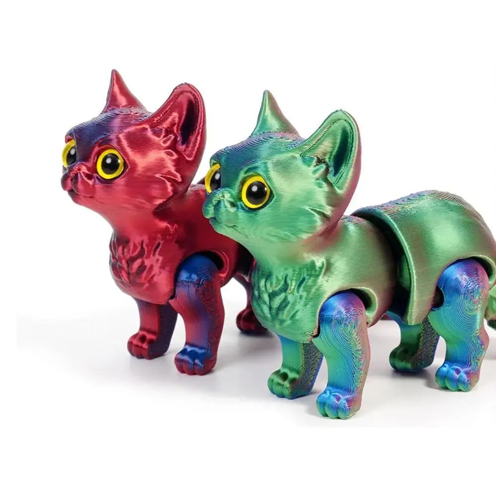 3D Printed Realistic Mini Animals Toy Articulated Joints Cat Figurine Multi-Jointed Movable Home Decor Desktop Craft Ornament