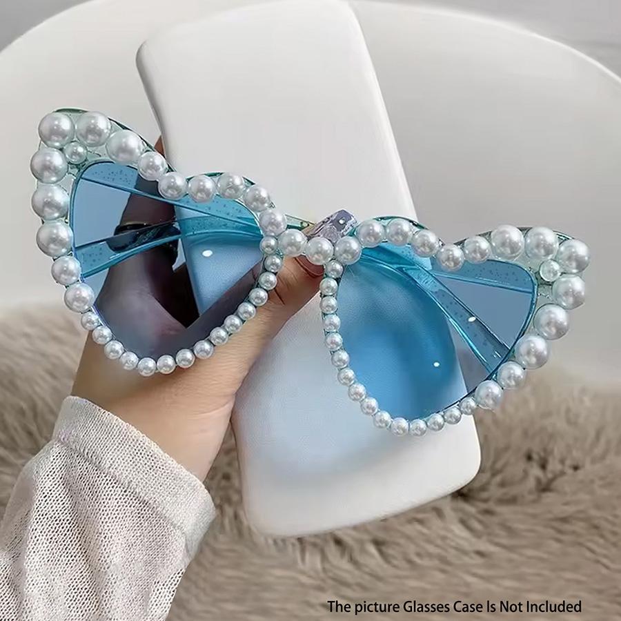 Heart Big Frame Love Inlaid Pearl fashion Ladies Sunglasses Wedding Decorative Glasses for Party Use