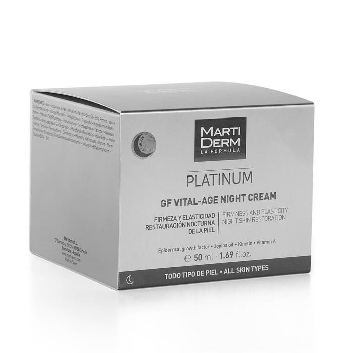 Crème de Nuit - MARTIDERM - Platinum GF - 50ml - Hydratation Intense - Renouvellement Cellulaire