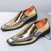 Luxury Brand Designer Fashion Men Gold Black Rivet Slip On Casual Shoes Formal Wedding Dress Homecoming Footwear Zapatos Hombre