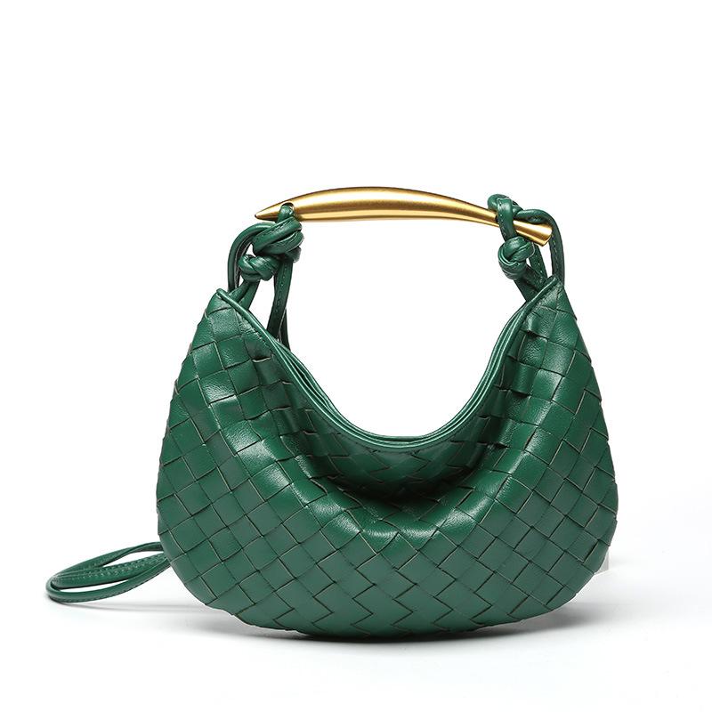 Trendiges geflochtenes Damen-Dutt-Oberteil Lammfell handgewebte handgewebte Textur Sardinen-Hardware-Tasche Schleife