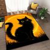 1PC Black cat with orange background Print Carpet Rug for Living Room Bedroom Sofa Doormat Home Decor Non-slip Floor Mat
