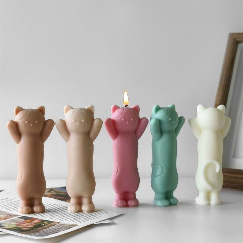 3D Katzenform Kerze Silikonform Seifenherstellungsformen Einzigartige Sitzende Katzen Silikonformen für Seife Resin Dekorationen