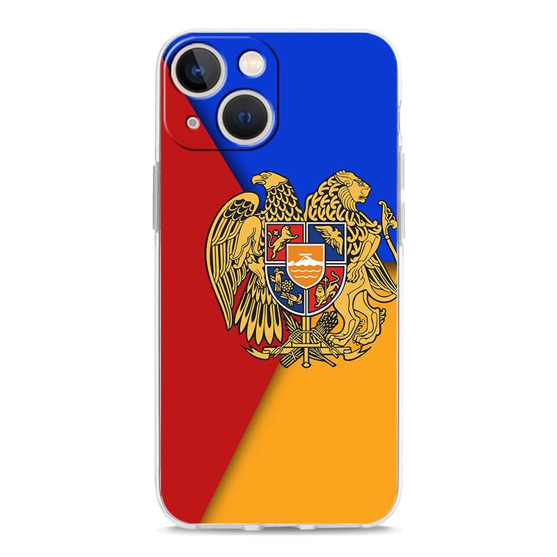 Armenia Armenian Flag Luxury Phone Case For iPhone 14 13 12 11 Pro Max XS X XR SE 7 8 Plus TPU Clear Silicone Lens Protect Cover