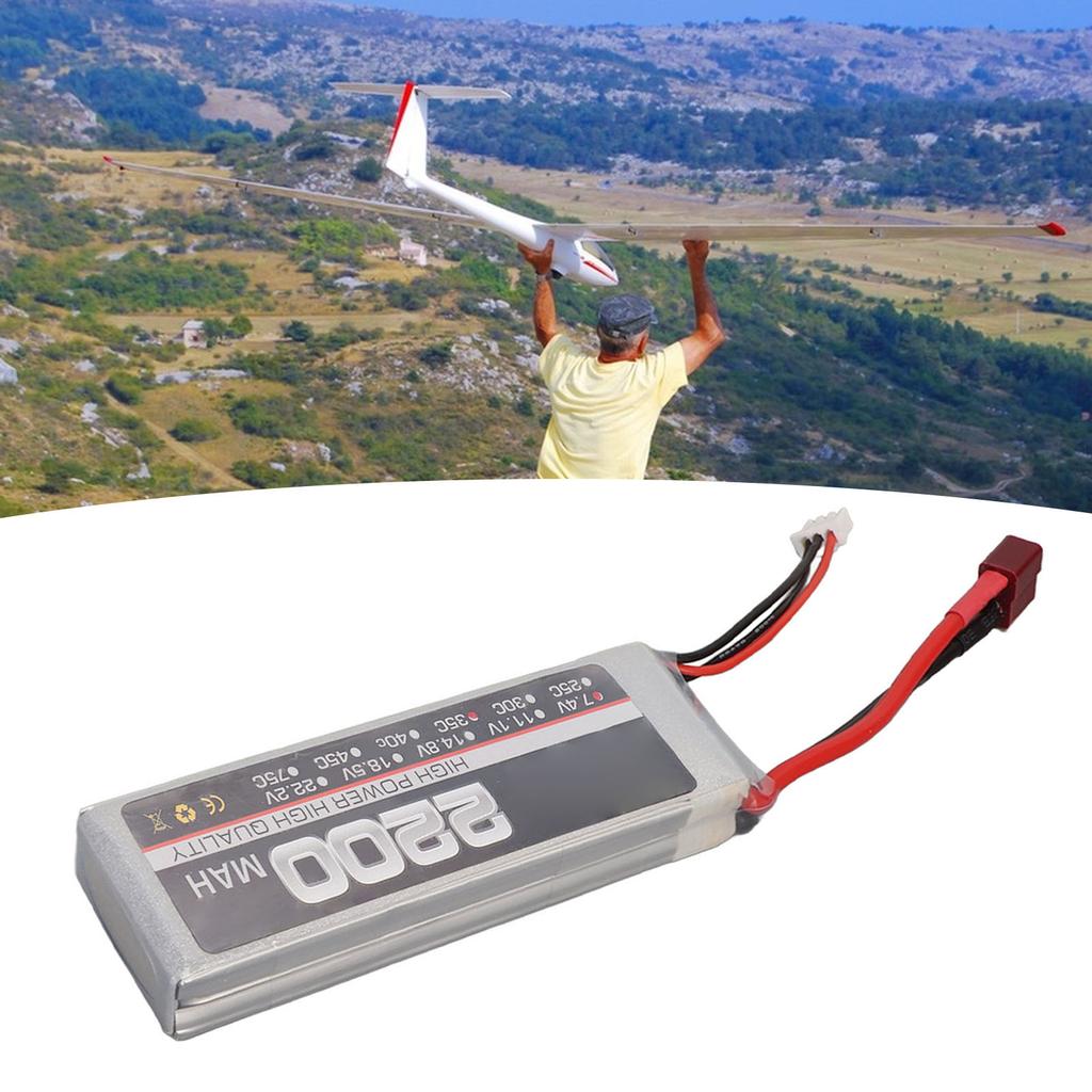 7.4V 2S 2200mAh 35C   Battery RC Airplane High Rate Lithium Battery with XH Balance Head for Replacement