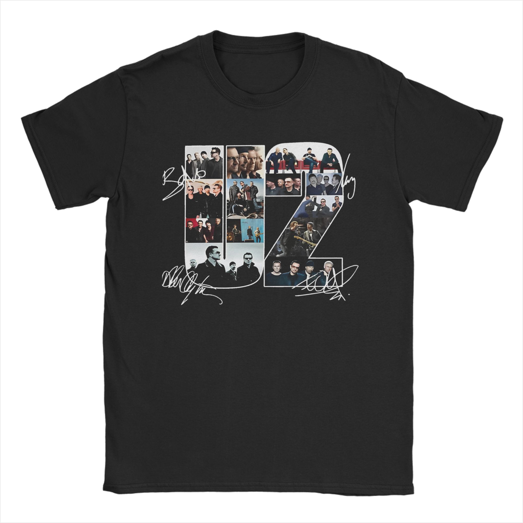 U2 Band Collage 12 Years Autograph Printed T-shirt M