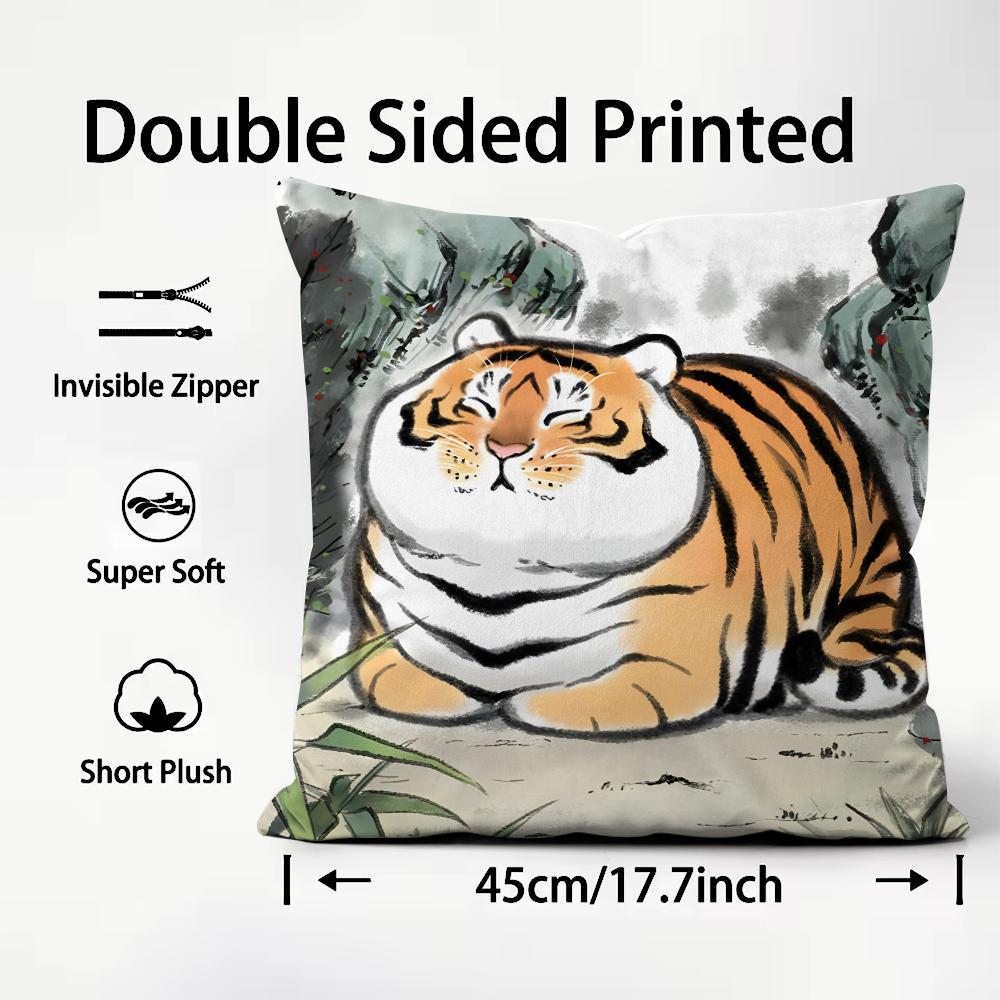 Cute Tiger Fashion Cushion Cover Plush Fabric Soft DoubleSided Printed Sofa Warm Winter Home Child Gift Pillow Case 30x30cm