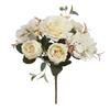 Artificial Flowers Retro Silk Rose Bouquet Hydrangea Peony Vintage Bride Holding Fake Plants Home Wedding Decoration Accessories