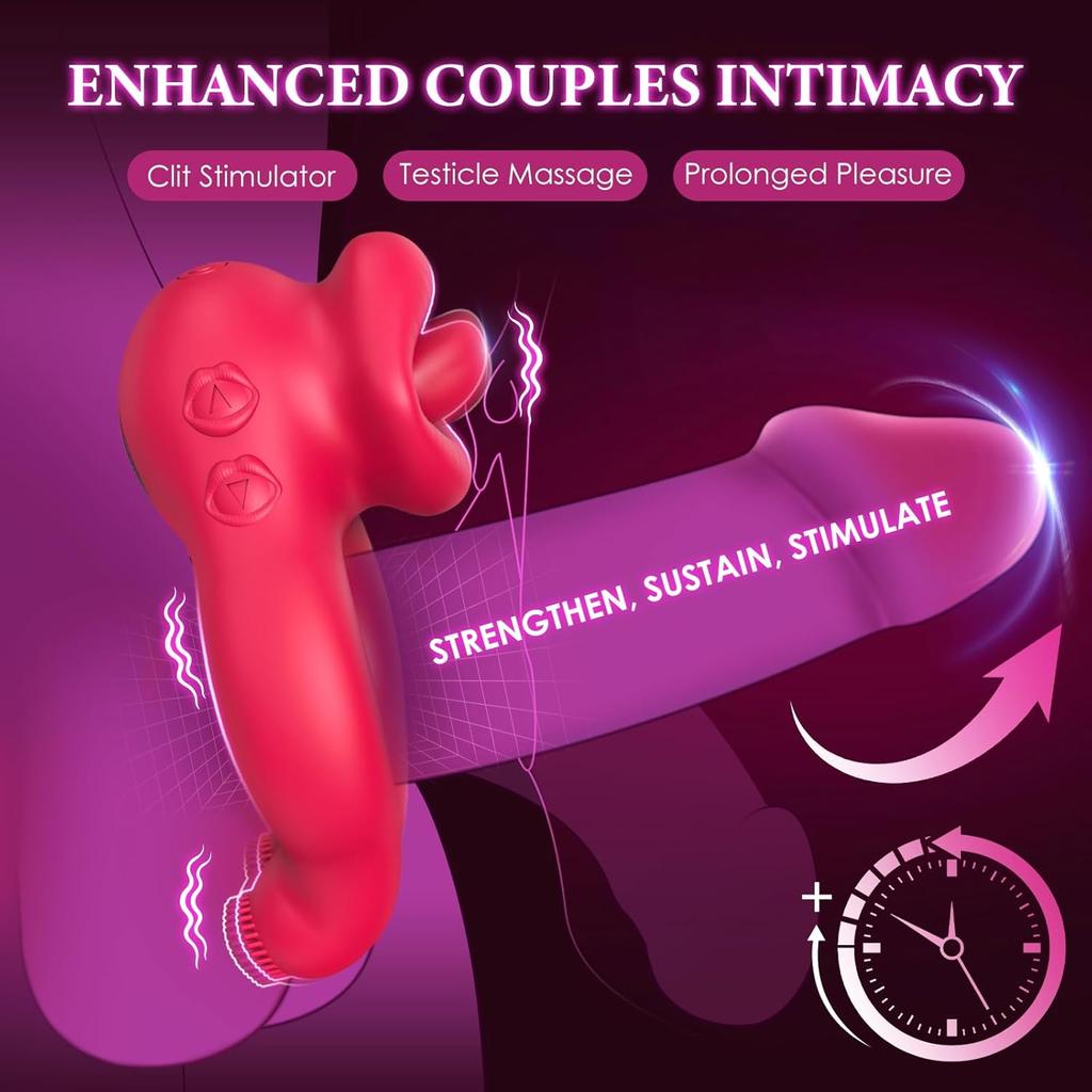 Men's Vibrating Penis Ring , Penis Vibrator, Clitoral and Testicle Stimulator, 10 Vibrations, Adjustable Vibrating Ring, Adult Sex Toys for Couples