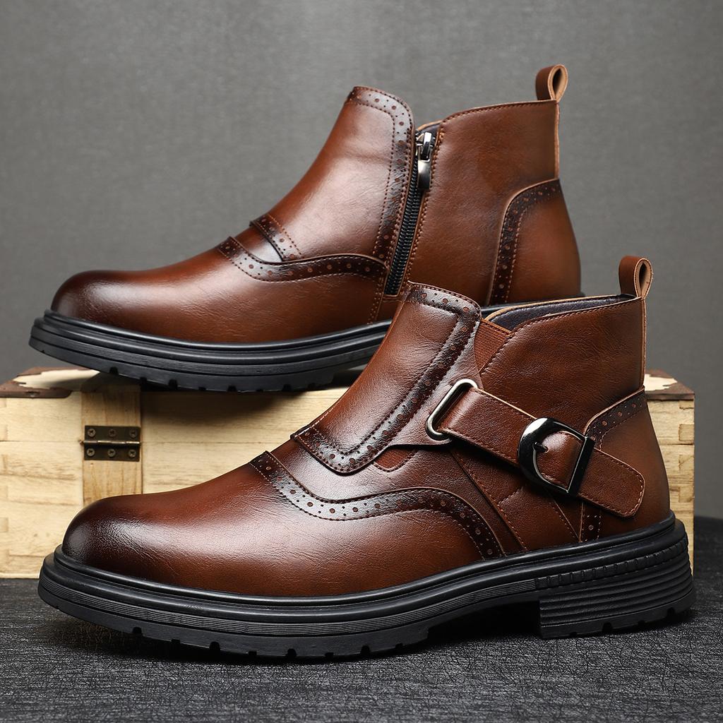 Fashion Classics Men Ankle Boots Fashion Business Leather Boots British Style Casual High Top Boots for Men Office Formal Boot Botas2025