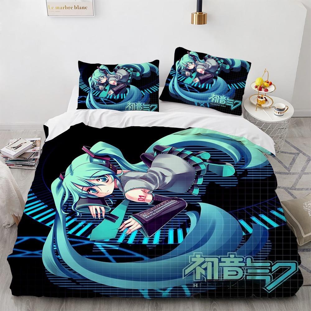 New 3D Future Singer Hatsune Miku Cartoon Bedding Quilt Cover Student Bedding Soft Microfiber Bedspread Lightweight Coverlet