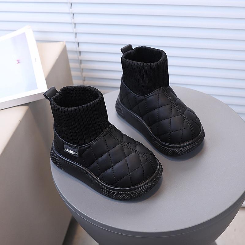 Children's bread cotton shoes 2025 winter new boys and girls cotton boots piled warm leather boots thickened snow boots foreign trade