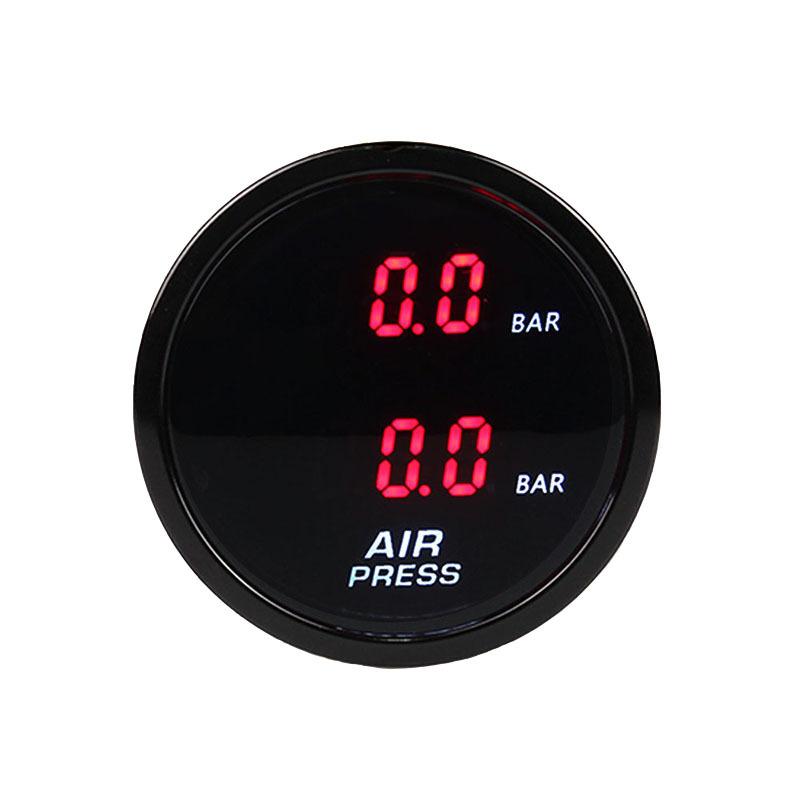 52mm Dual Air Pressure Gauge Suspension for Cars with 1/8NPT Sensor RED BLUE LED