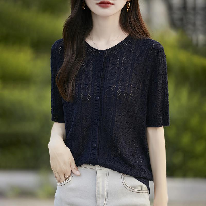 Women's Lightweight 50% Wool 50% Mulberry Silk Cardigan - 4-Season Versatile Knitwear for All-Year Comfort & Style