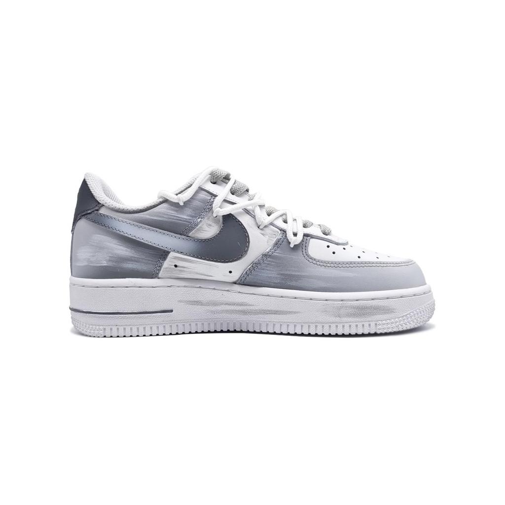 Nike Air Force 1 Graffiti Memory Slip Resistant Abrasion Resistant Low Top Skateboard Shoes Unisex Gray White CW2288-111(Team997-)