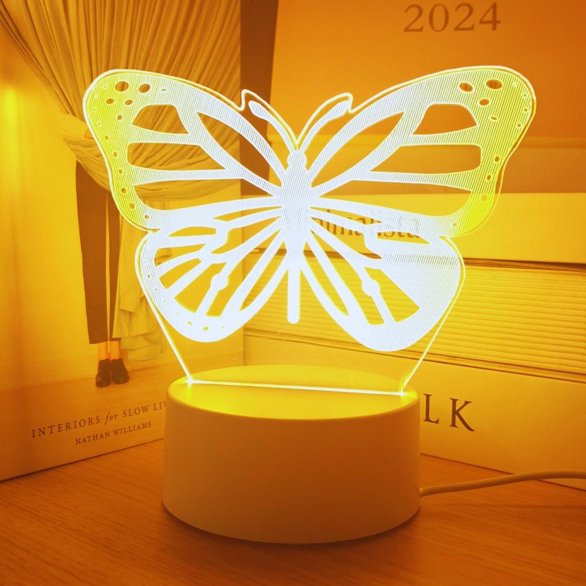 

USB butterfly shaped 3D night light, soft warm light, suitable for Valentine s Day, weddings, bedroom decoration, and gifts WHITE жёлтый