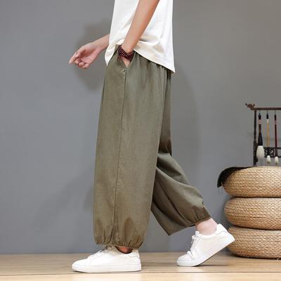 2025 Pantalon Streetwear Style Chinois pour Homme Décontracté Couleur Unie Pantalon Long Respirant Jambe Large Pantalon Harem Homme Pantalon Ample