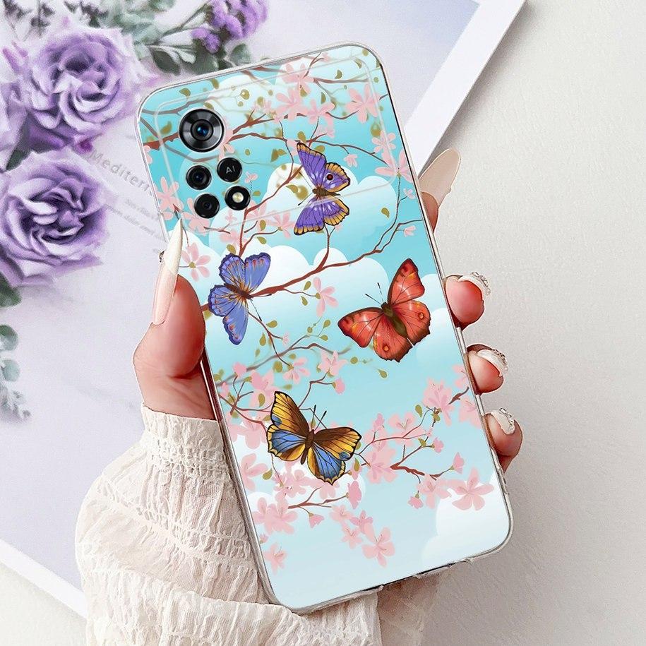 For Xiaomi Poco X4 Pro 5G Case 2201116PG Funda New Fashion Flower Bowknot Soft Clear Silicone Bumper For Xiomi Poco X4 Pro Coque