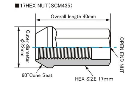 Kyoei Sangyo Racing Nut Set, M12 X P1.25, 4-Piece Set, Black, KRN3BK4P