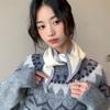 Solid Color Knitted Scarf Triangle False Collar Neck Cover Cross Neckerchief  Autumn Winter