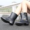 New Rain Shoes Women's Medium Tube Fashion Rain Boots Shoes Worn On Rainy Days Water Shoes Waterproof Martin Boots Non-slip Rubber Shoes