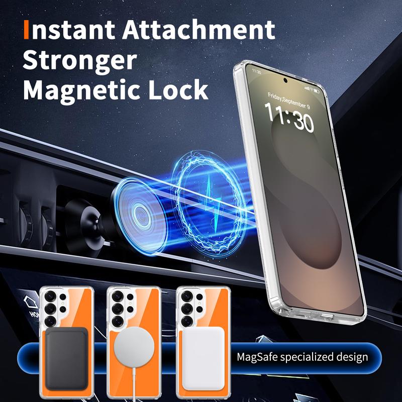 For Samsung Galaxy S26 Ultra S26 Plus Case Magnetic Transparent Clear Hard PC Back Anti-fingerprints Wireless Charging Cover