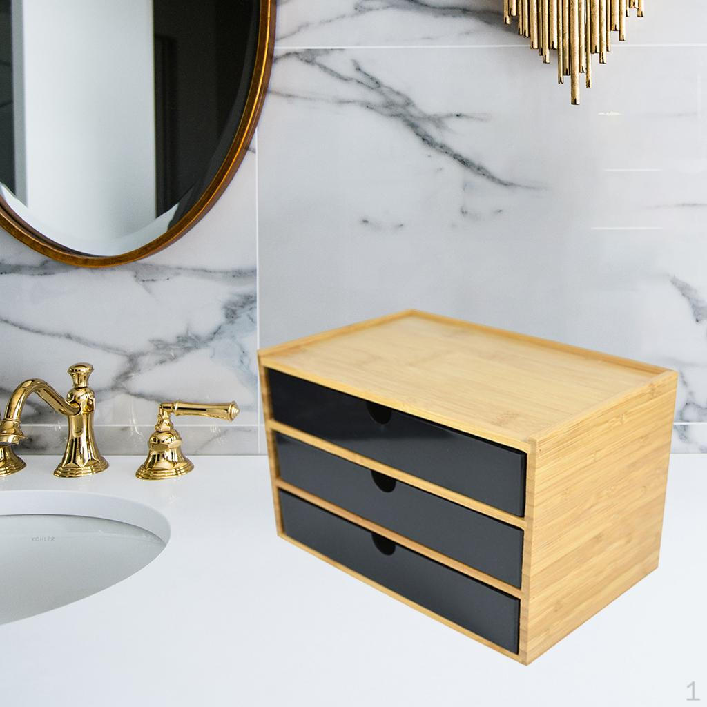 Bamboo Desktop Storage Drawer Organization Scissors Box for Hotel Guest Room Study Pencils