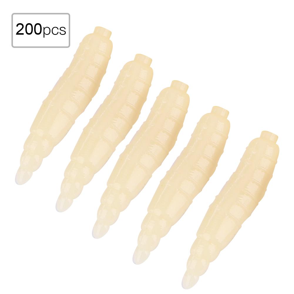 200pcs 17mm Small Artificial Maggot Grub Soft Lure LifE like Worms Fishing Baits