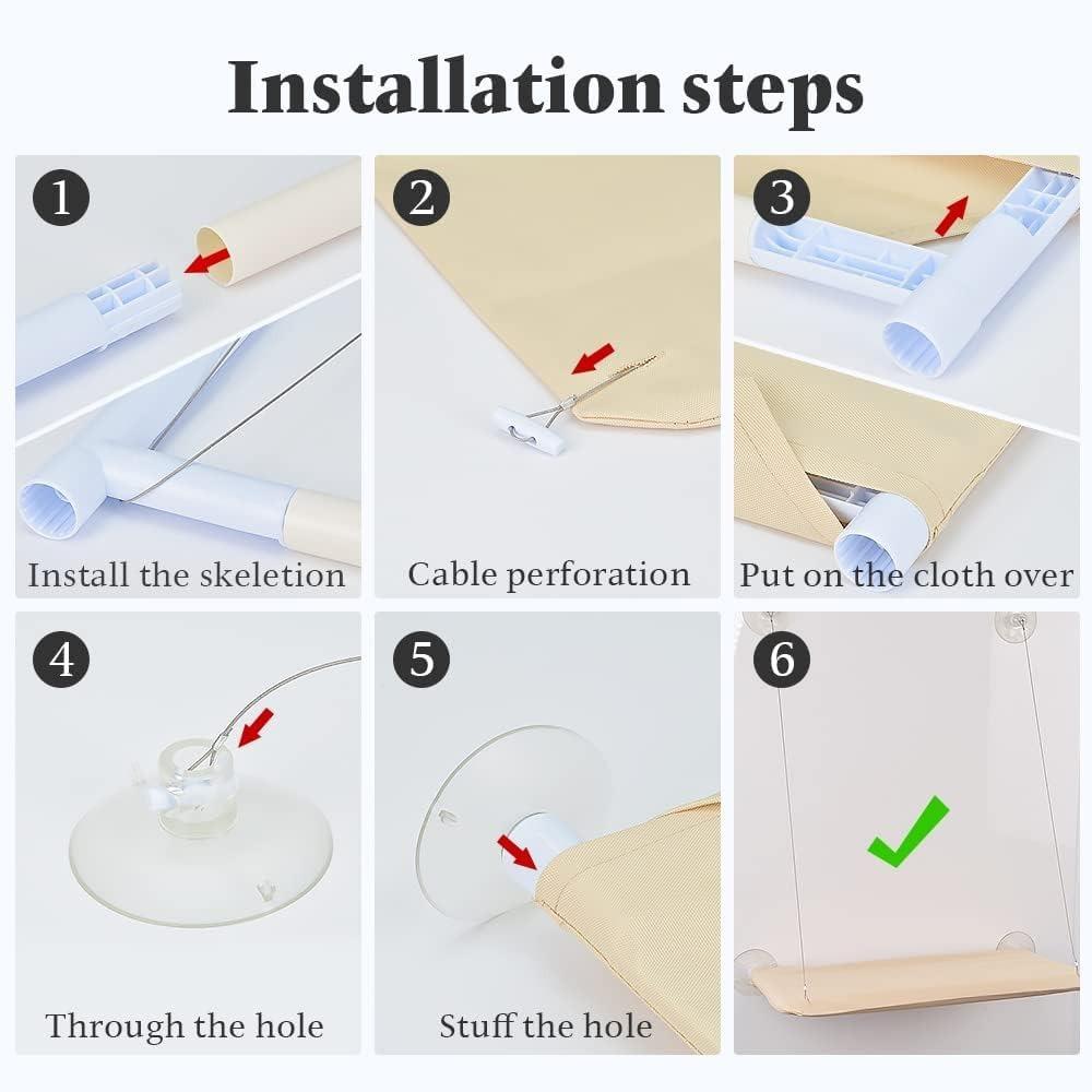 Ultra-Soft Cat Window Hammock Bed - Cozy Cloud-Like Perch for Feline Naptime - Securely Mounted, Perfect Space-Saving