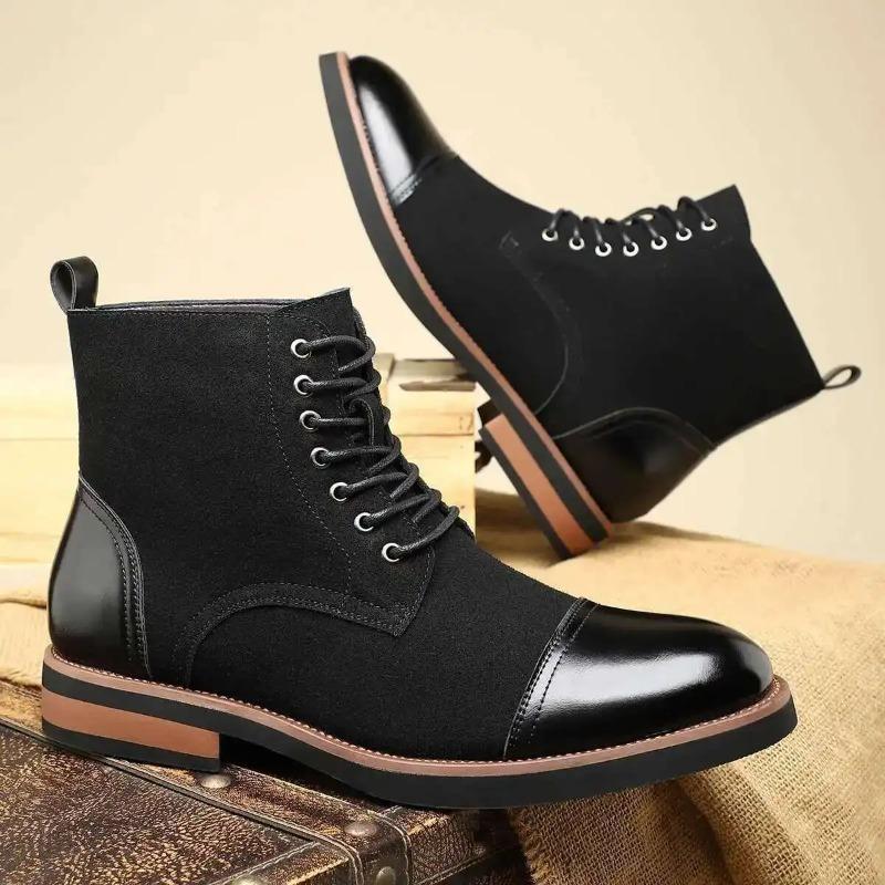 Luxury Men's Shoes High Quality Suede Leather Boots Classic Business Dress Boots for Men Lace Up Ankle Booties Botas Para Hombre