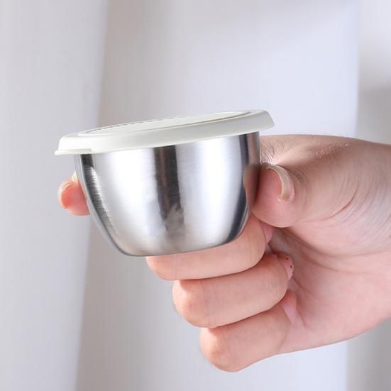 3/6Pcs Sauce Cups Salad Dressing Containers 50ml Reusable Leak-Proof Stainless Steel Sauce Containers with Silicone Lids