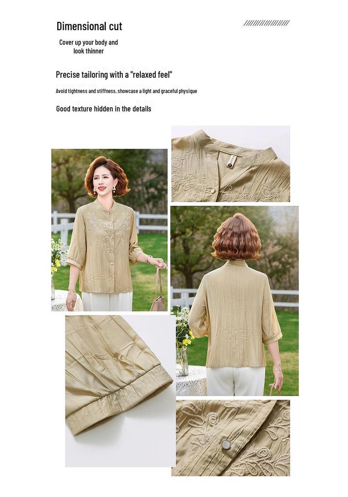 Mutter Sommer Bestickte Sieben-Ärmel Strickjacke Hemd - Neu 2026 Lässiger Pendler Stil