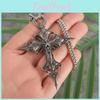 Elegant Skull Gothic Cross Pendant Necklace With Exquisite Pearl Chain Perfect For Fashionforward Individuals