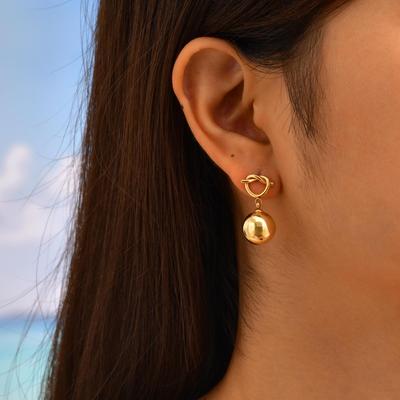New Waterproof Stainless Steel Ball Pendant Earrings for Women Geometric Twist Heart Gold Plated Earring Vintage Fashion Jewelry