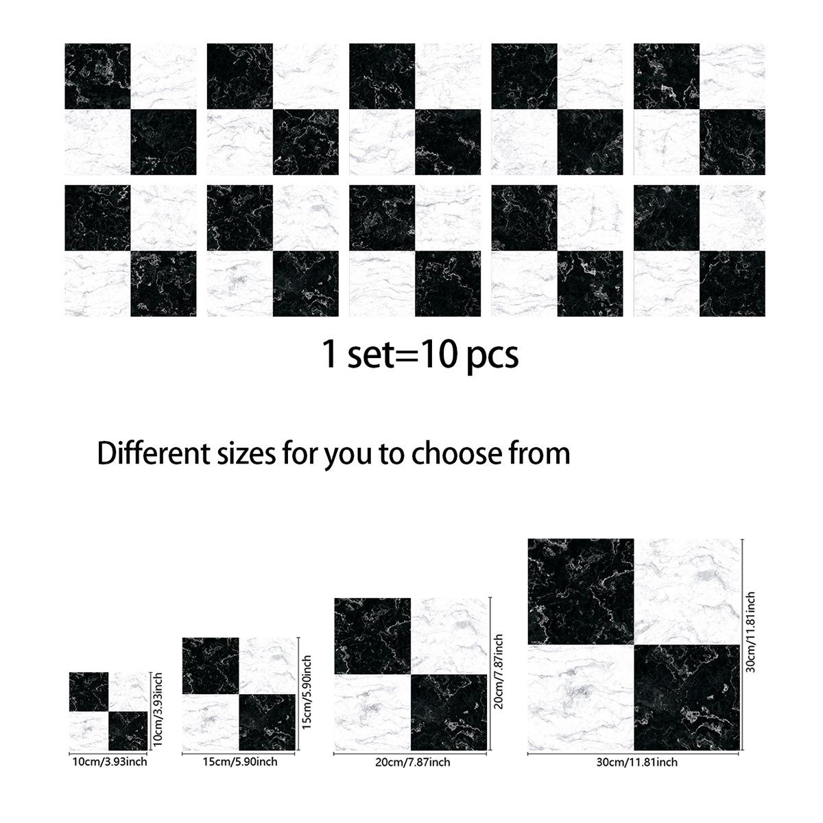 

10 шт. Сіро-біла барвиста мармурова плитка Наклейка Кухня Гардероб Ванна кімната Домашній декор Самоклеючі кришталеві тверді плівкові наклейки на стіни 30cm×30cm×10pcs