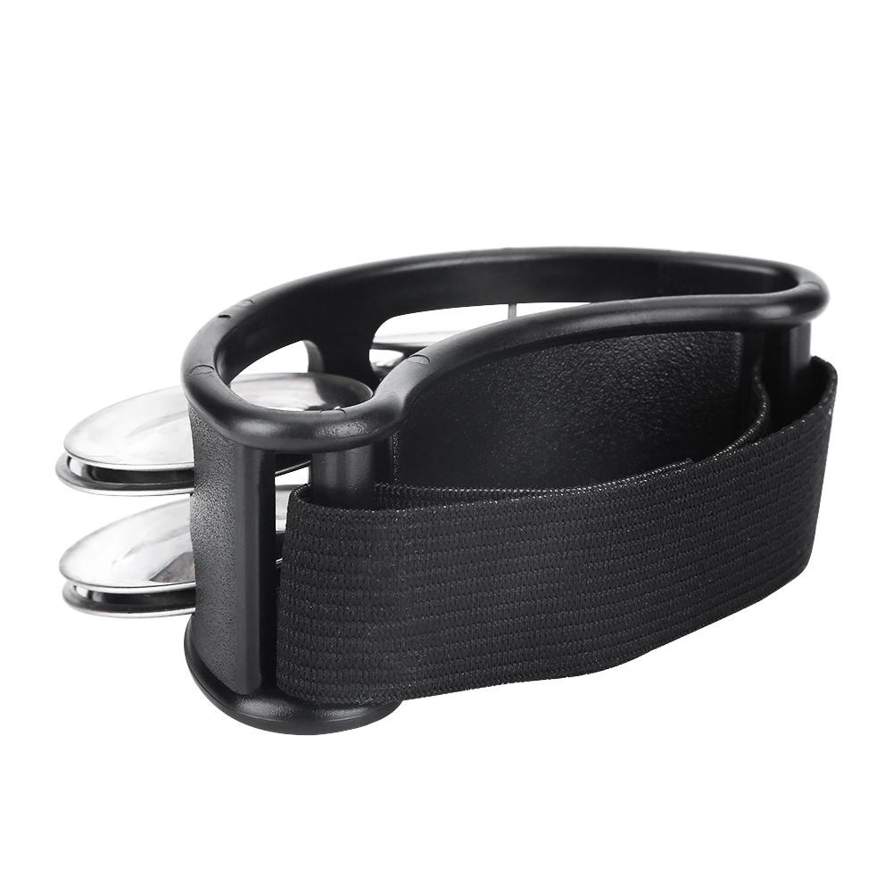 1Pc Foot Tambourine Percussion Instrument Metal Jingle Bell Accessories (Black)