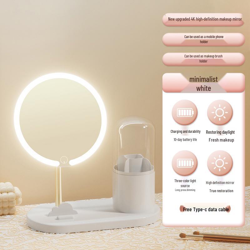 2024 LED Makeup Mirror with Storage - Desktop Vanity Mirror with Fill Light for Students