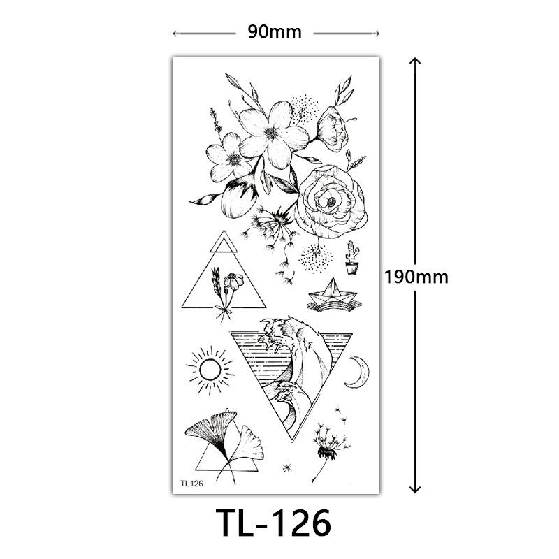 Flower Tattoo Stickers, Color Sketch Tattoo Stickers, English Letters, Wedding Photography Tattoo