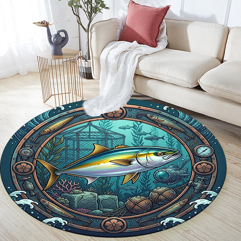 Underwater Adventure Frame Round Area Rug Under Office Chairs Bedroom Living Room Home Decor