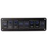 8 Gang RV Aluminum Toggle Switch Panel DC12V to 24V Waterproof Oxidized Black 20A 5PIN Blue LED