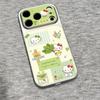 Green Hello Kitty Compatible Phone Case for Apple 17 Pro Max with Silver Frame and Full Coverage