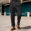 Men's Button Tapered Suit Pants Classic-Fit Pleated Dress Pant Lightweight Straight-Legs Men Trousers