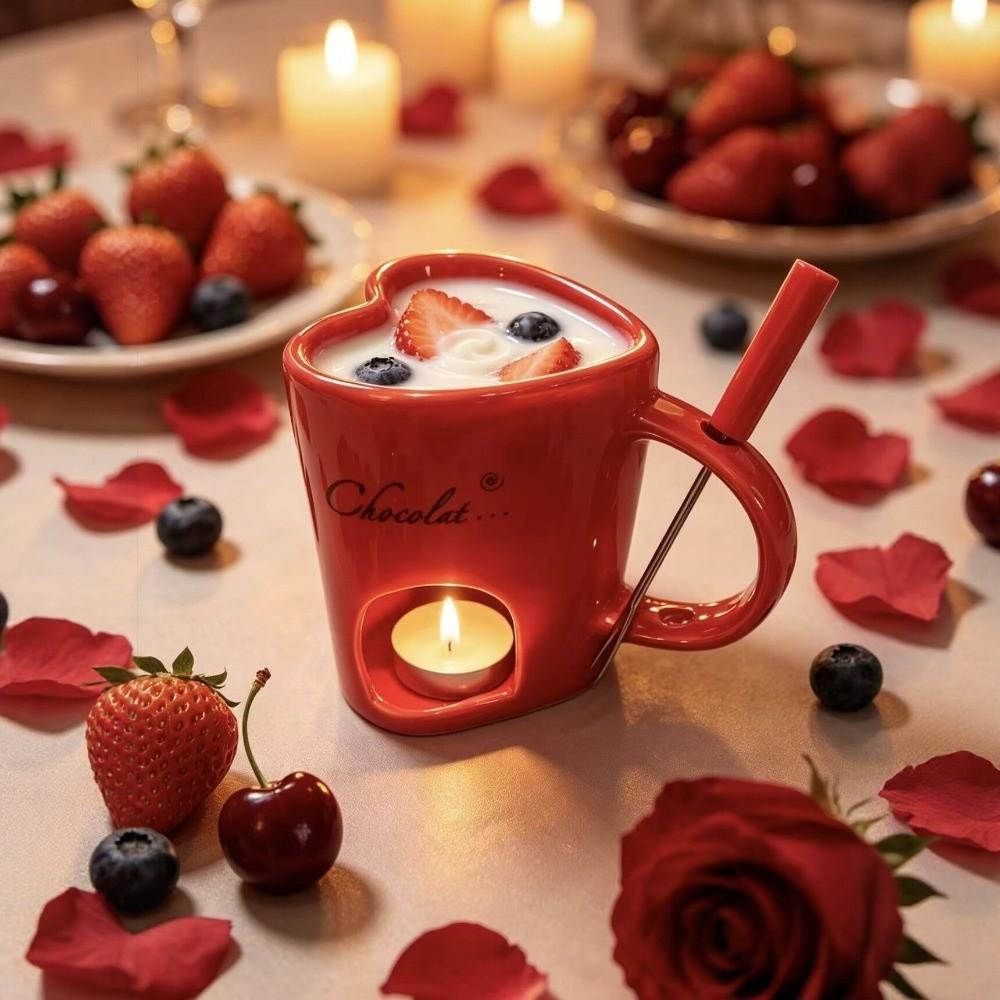 Heat-resistant Chocolate Melting Cup Ceramic Dessert Cup Multi-functional Fondue Pot Couple's